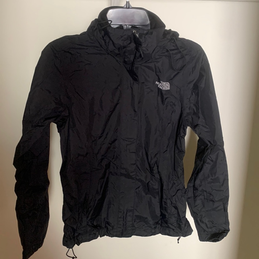 North Face black hoodie zip up jacket windbreaker XS